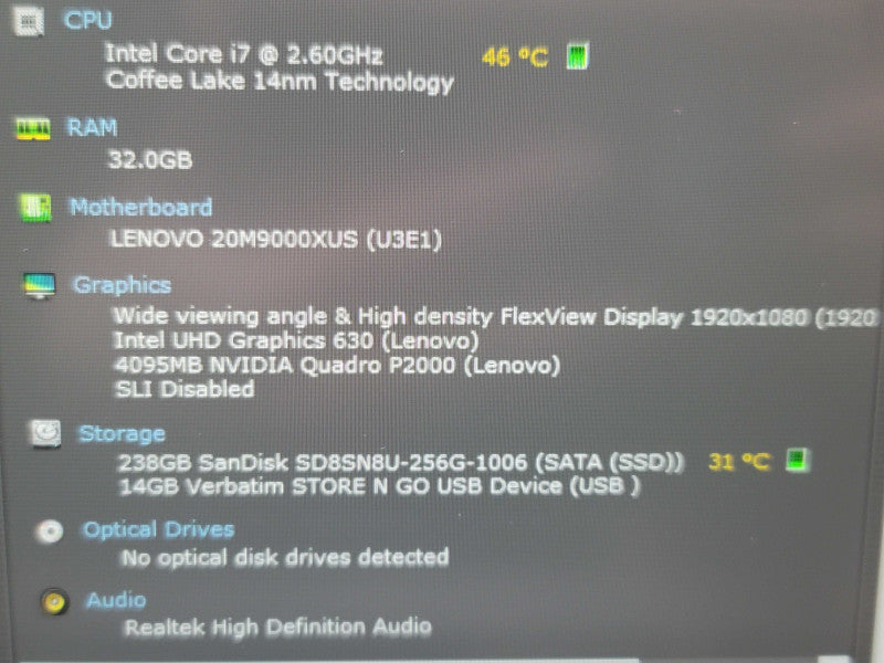 Lenovo ThinkPad P52 i7-8850H 32GB DDR4 Quadro P2000 256GB SSD  β Lap200