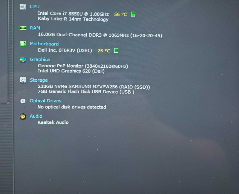 Dell XPS 13 9370 4K TOUCH i7-8550U@1.8GHz 16GB RAM 256GB SSD  Lap200