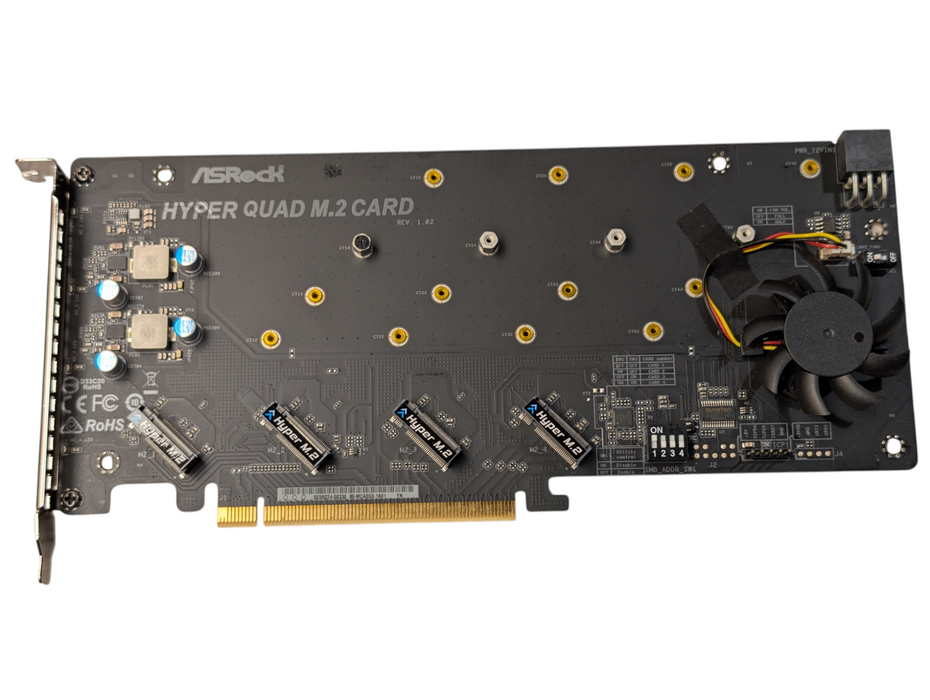 ASrock Hyper Quad M.2 Card 4x NVMe M.2 to 16x PCIe 1 Slot Adaptor  Q-