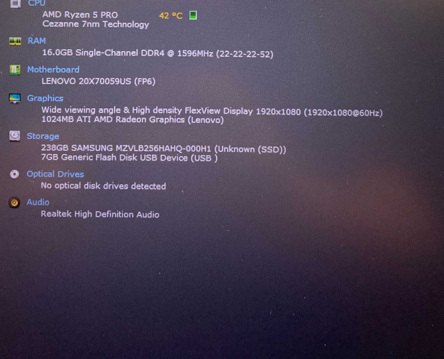 Lenovo ThinkPad L15 Gen 2 AMD Ryzen 5 PRO 5650U 16GB RAM 256GB SSD  Lap200