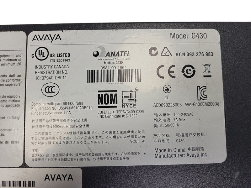 Avaya G430 Media Gateway w/ Modules: S8300, MM711, READ Q$