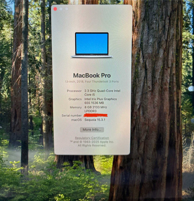 Apple MacBook Pro13" 2018 Touch Bar i5-8259U 8GB 256SSD No Power Adapter