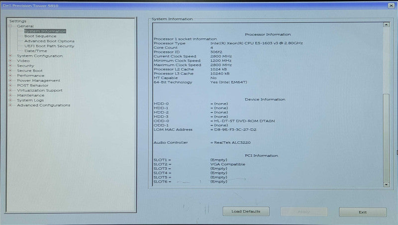 Dell Precision Tower 5810, Xeon E5-1603 v3 2,80GHz, 16GB DDR4, NVS 310