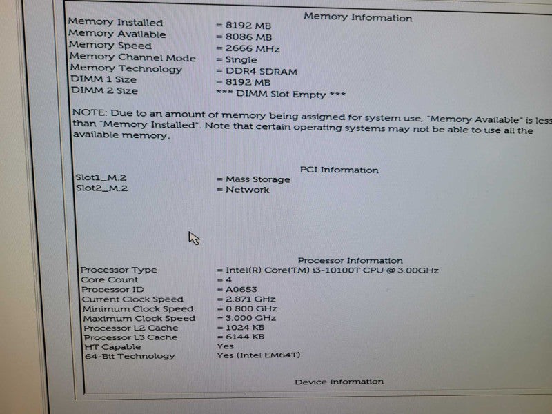 Dell OptiPlex 3080 - Core i3-10100T 8GB DDR4 256GB NVMe + PWR ADAPTER %