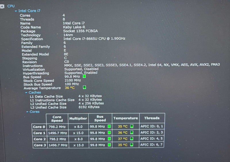Lenovo ThinkPad X1 Carbon i7-8665U@1.9GHz QHD LCD 16GB RAM 512GB SSD  Lap200