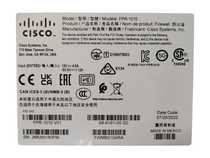 Cisco Firepower 1000 Series, FPR-1010, Factory Reset