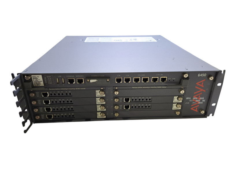 Avaya G450 Chassis w/ 6x MM710B & 1x MB450 Modules | 2x PSU's *READ* !