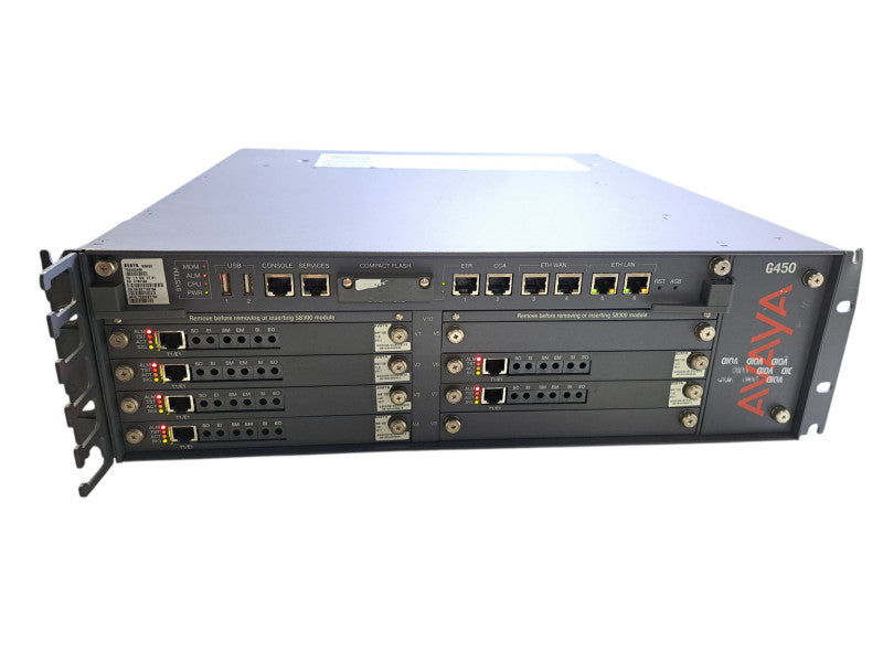 Avaya G450 Chassis w/ 6x MM710B & 1x MB450 Modules | 2x PSU's *READ* !