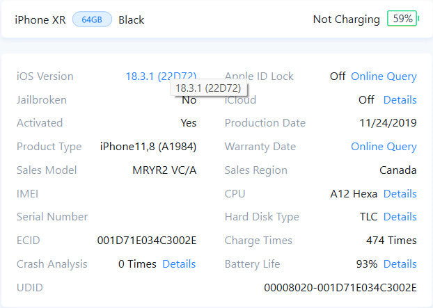 Apple iPhone XR - 64GB - Space Gray [A1984 | Read] (