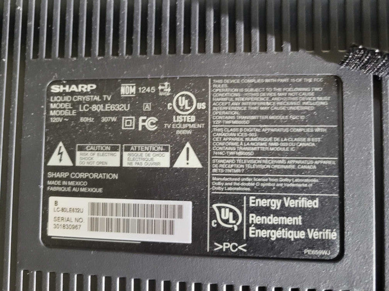 Sharp 80" AQUOS LED HDTV (LC-80LE632U) %