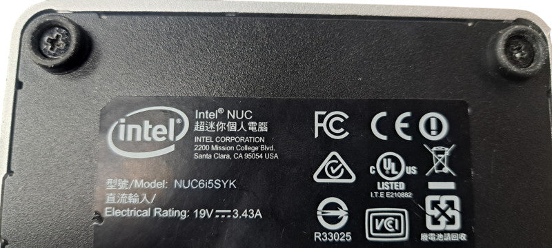 Intel NUC6i5SYK Mini PC i5-6260U|8GB RAM|No HDD
