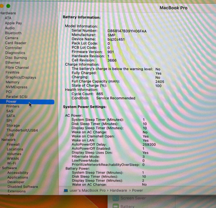 Apple MacBook Pro 13" 2017 i5-7360U 8GB 256SSD Battery Service Recommended