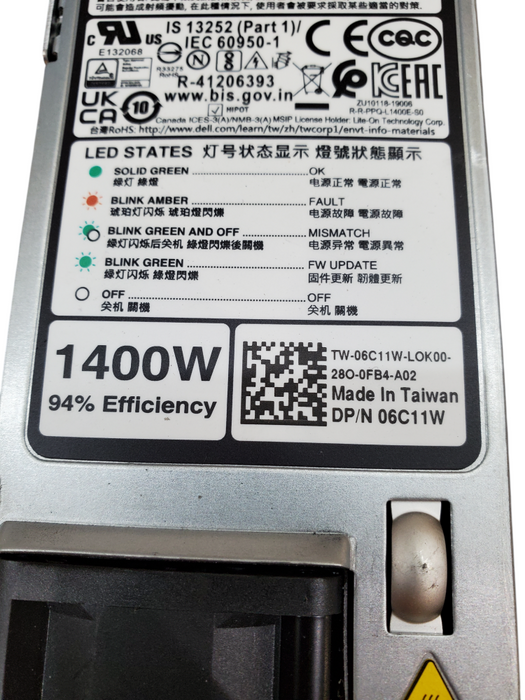 Dell EMC L1400E-S0 1400W 80+ Platinum Server PSU - 06C11W Q