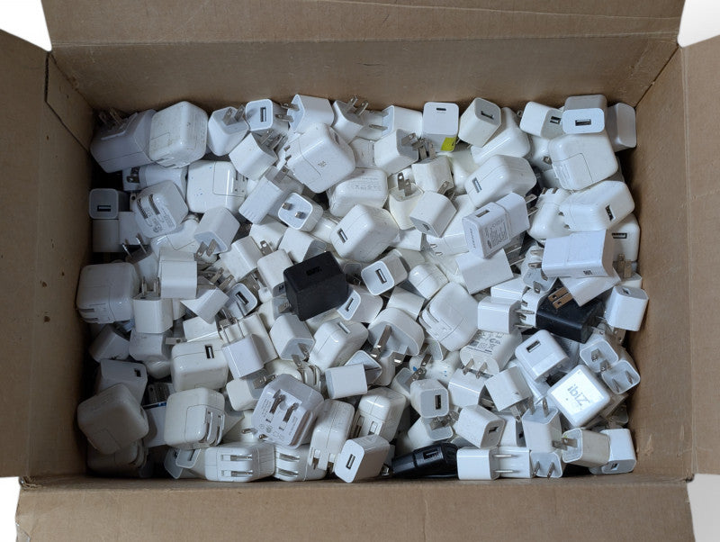 Mixed Bucket of USB Power Adaptors for Cell and Tablets approx. 500 Units   -