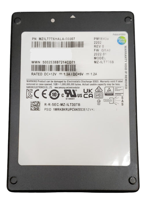 7.68TB SAS 2.5" Samsung PM1643a 12Gb/s Enterprise SSD Q+