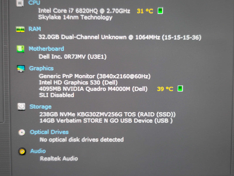 Dell Precision 7710 i7 6820HQ 32GB DDR4 Quadro M4000M 256GB SSD  β BudLap