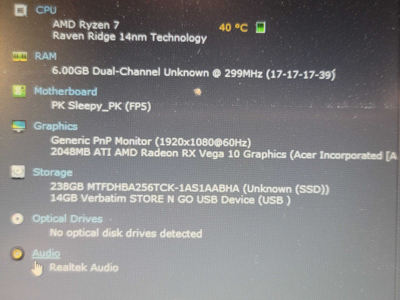 Acer Aspire 3 Ryzen 7 3700U 8GB DDR4 256GB SSD PARTS/REPAIR  β BudLap