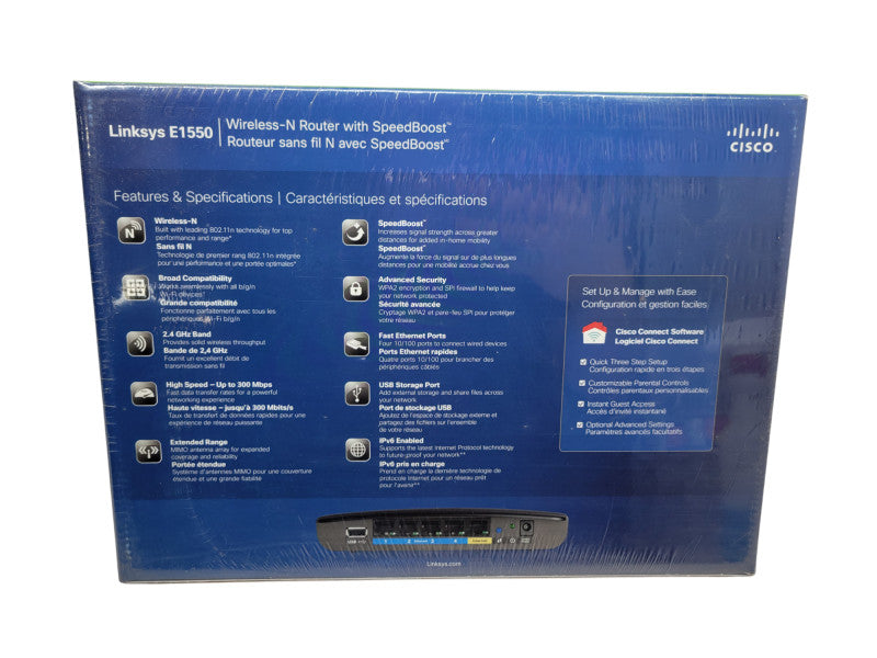 NEW Linksys E1550 WIRELESS-N ROUTER with Speed Boost (E1550-CA) %\t Q%