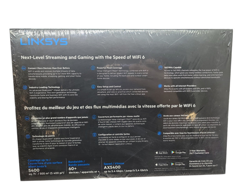 NEW Linksys AX5400 Atlas 6 Pro Dual-Band Mesh Wifi (MX5502-CA) %