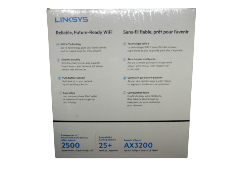 NEW Linksys AX3200 Dual-Band Wi-Fi 6 Router (E8450-2C) Q%