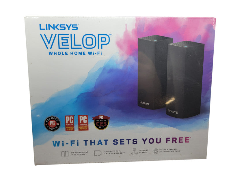 NEW Linksys AC2200 VELOP Tri-Band MU-MIMO (WHW0302B) %