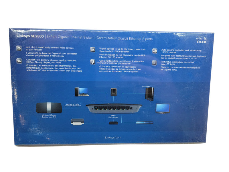 NEW Linksys SE2800 8-Port Gigabit Ethernet Switch (SE2800-CA) %\t Q%