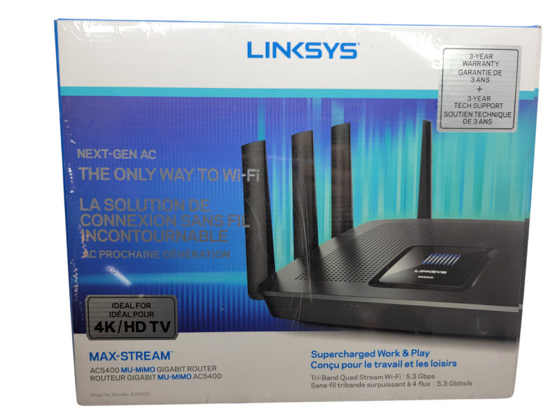 NEW Linksys AC5400 MAX-STREAM MU-MIMO GIGABIT ROUTER (EA9500-CA) %