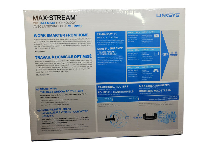 NEW Linksys AC5400 MAX-STREAM MU-MIMO GIGABIT ROUTER (EA9500-CA) %