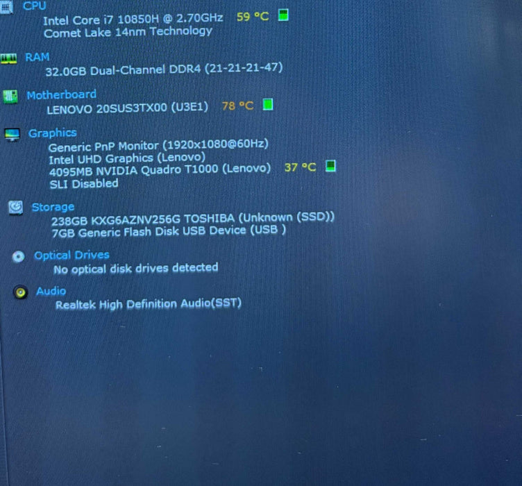 Lenovo ThinkPad P15 Gen 1 i7-10850H QUADRO T1000 4GB GPU 32GB 256SSD READ  Lap200