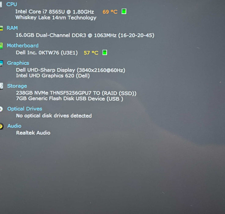 Dell XPS 1309380 4K TOUCH i7-8565U 16GB RAM 256GB SSD READ!  Lap200