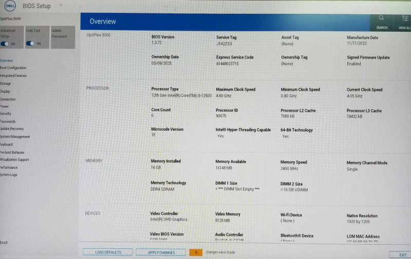 Dell OptiPlex 3000 SFF Intel i5-12500 CPU 16GB RAM - NO HDD