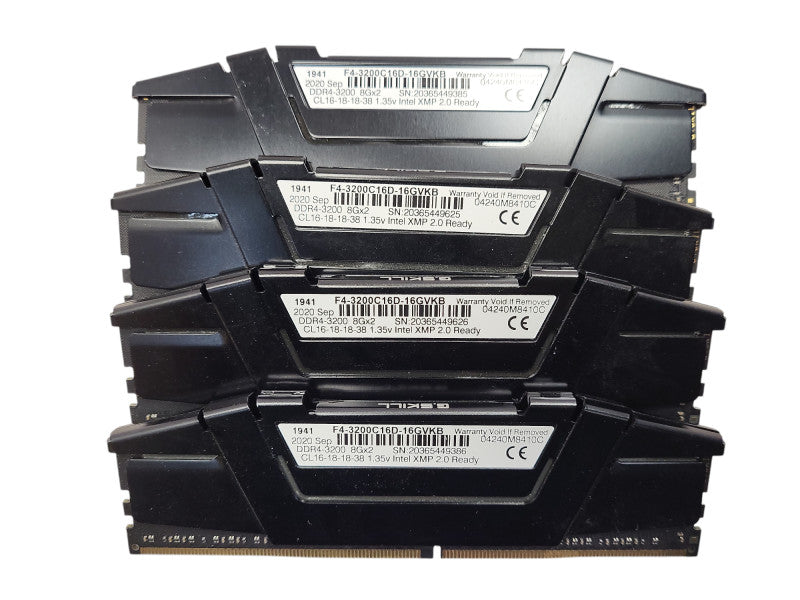 G.Skill RIPJAWS V F4-3200C16D-16GVKB 32 GB (4x8) DDR4 RAM 3200 MHz Desktop  $