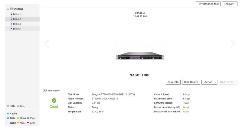 QNAP TS-469U-RP 1U 4 Bay NAS, 4x 4TB HDDs