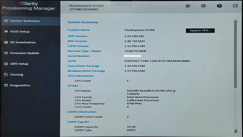 Lenovo ThinkSystem ST250 8x2.5", Xeon E-2174G, 32GB DDR4, RAID 530-8i