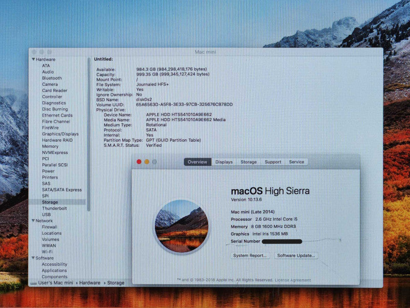 Apple Mac Mini Late 2014, A1347, i5-4278U 2.6GHz, 8GB DDR3, 1TB HDD