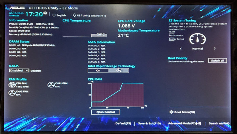 ASUS Prime H270M-PLUS Motherboard Core i3-7100 4GB RAM + I/O Shield