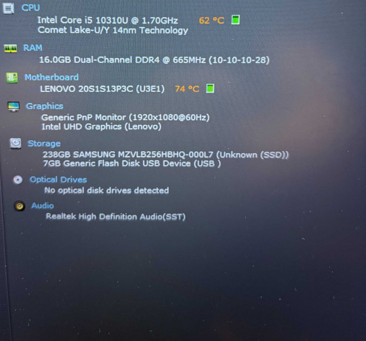 Lenovo ThinkPad T14 Gen 2 i5-10310U@1.7GHz 16GB RAM 256GB SSD READ! Q Lap200
