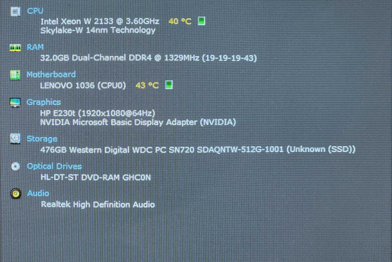 Lenovo ThinkStation P520c, Xeon W-2133, 32GB RAM, 512GB NVMe, M2000