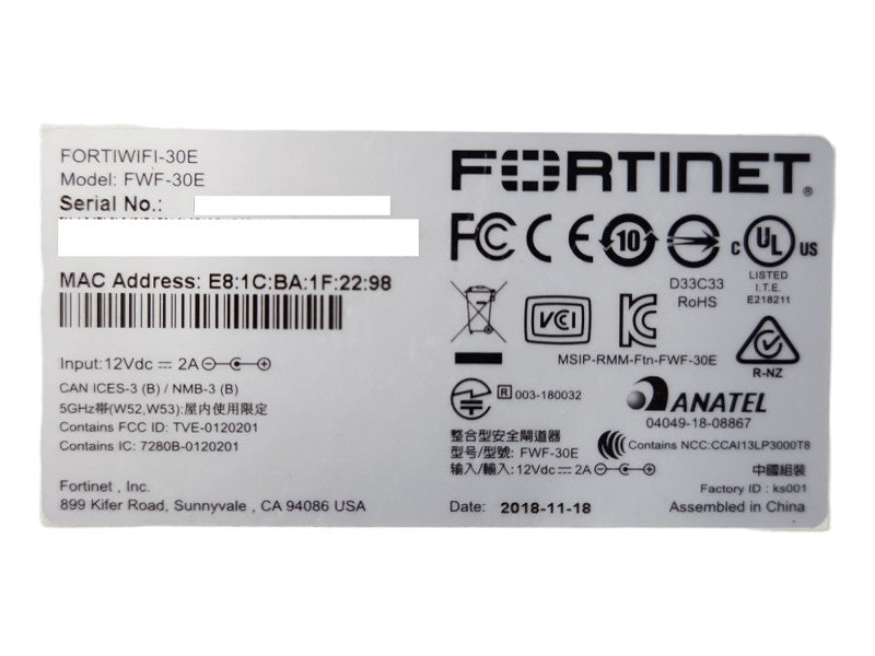 Fortinet FortiWiFi 30E Network Security Firewall, FWF-30E, Factory Reset