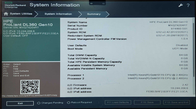 HP DL360 Gen10 1U 8x2.5", 2x Xeon Gold 5115, 64GB RAM, 8x1.8TB SAS, P408i-a