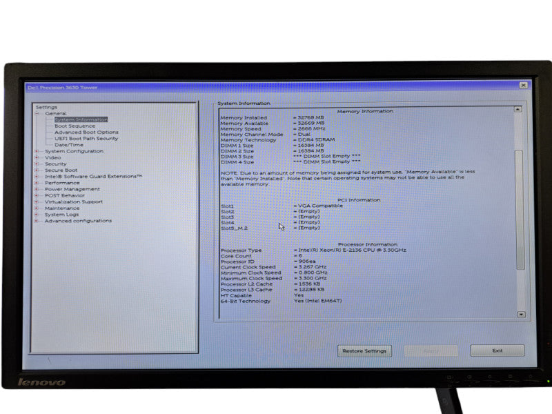 Dell Precision 3630 | Xeon E-2136 @3.30GHz, 32GB DDR4, Quadro M2000, No HDD