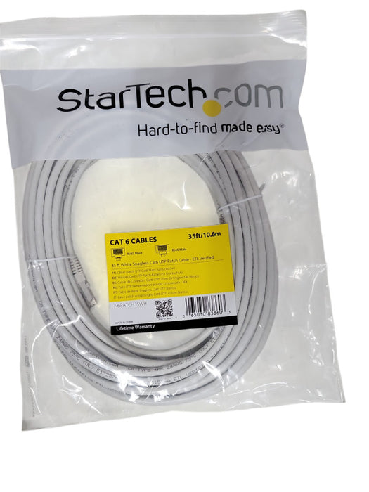Startech Cat 6 35ft/10.6m white snagless Cat6 UTP Patch Cable N6PATCH35WH Q_
