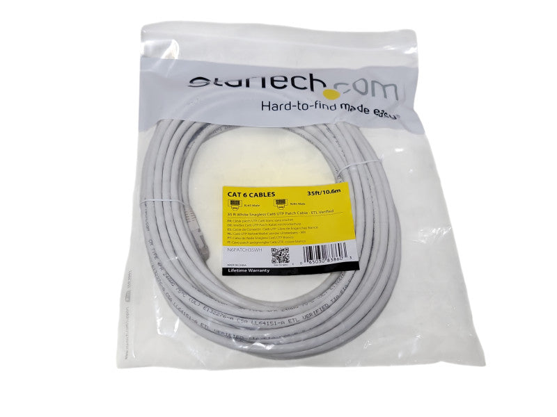 Startech Cat 6 35ft/10.6m white snagless Cat6 UTP Patch Cable N6PATCH35WH Q_