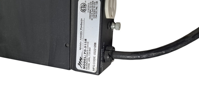 Middle Atlantic Products PD-915R Rack Power Distribution Panel 9 Outlet