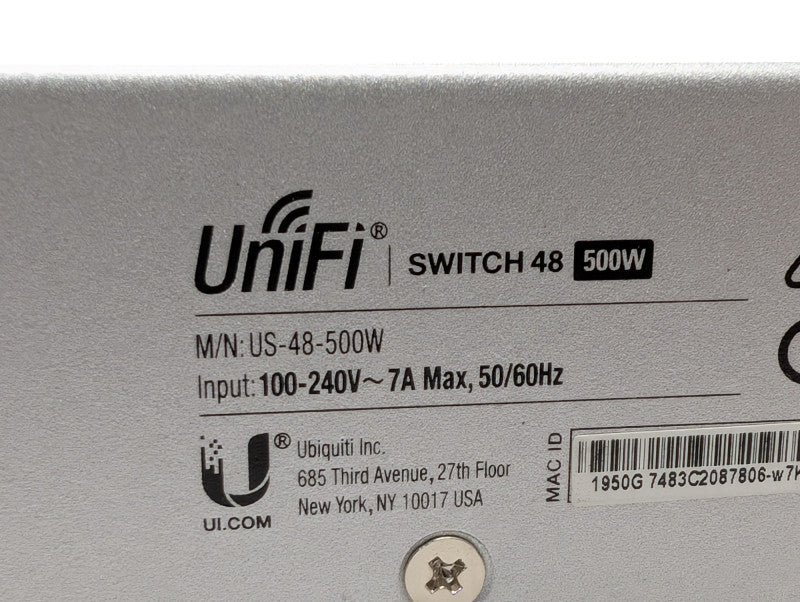 Ubiquity UniFi Switch 48 500W US-48-500W Gigabit PoE Managed Switch  -