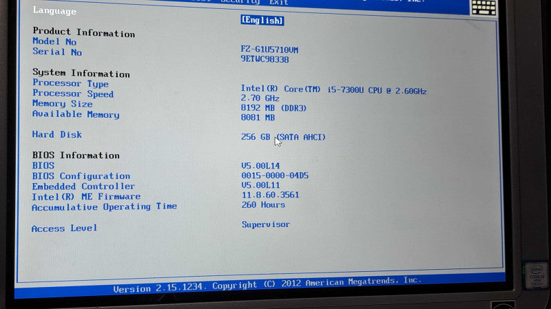 Panasonic Touchpad FZ-G1  i5-7300U| 8GB RAM |250Gb SSD| 260 Hours| W/ Pen