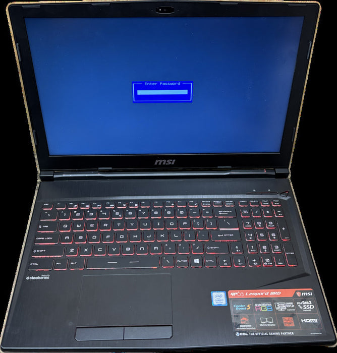 MSI MS16 P6 gaming Laptop i7 8th Gen 8GB BIOS Locked For Parts/Repair READ!  Lap200