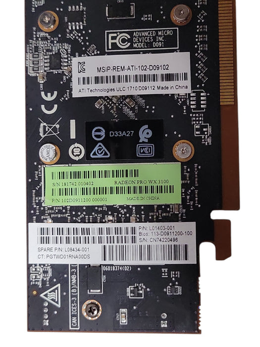 AMD Radeon Pro WX 3100 4GB GDDR5 Mini DP/DP Graphics Card _