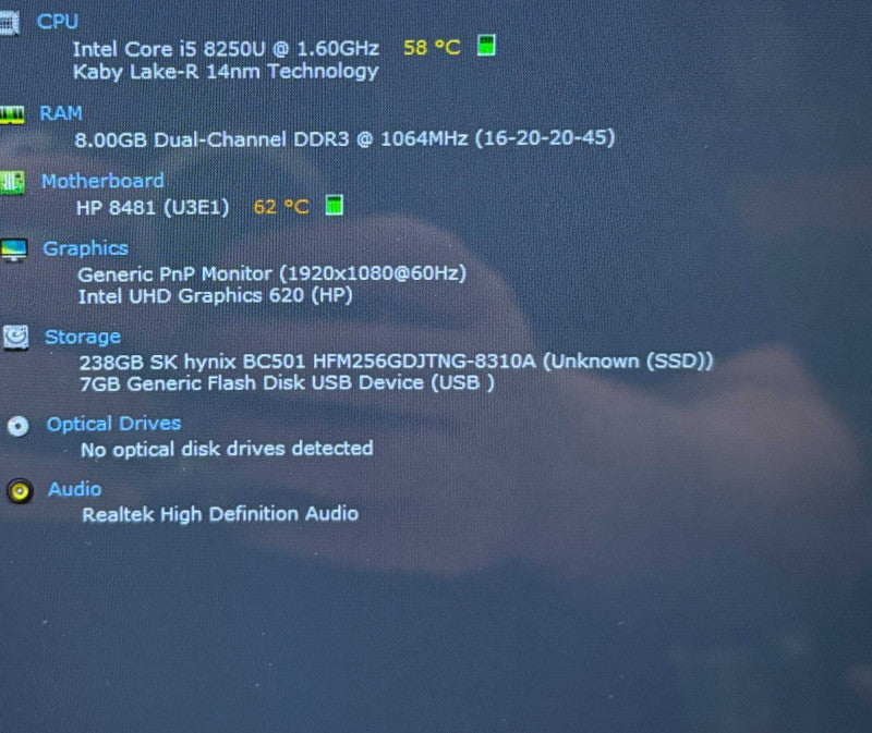 HP Envy 13 TOUCH i5-8250U@1.6GHz 8GB DDR4 RAM 256GB SSD  Lap200