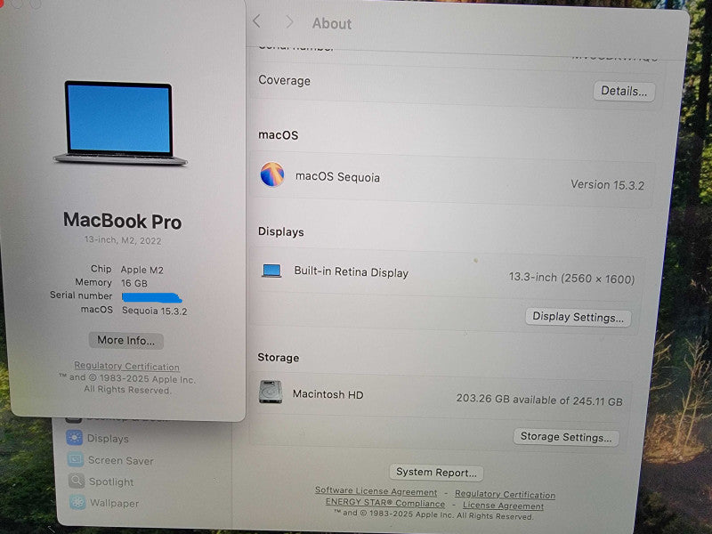 Apple MacBook Pro A2338 13" 2022 | Apple M2 | 16GB RAM | 256GB SSD - READ
